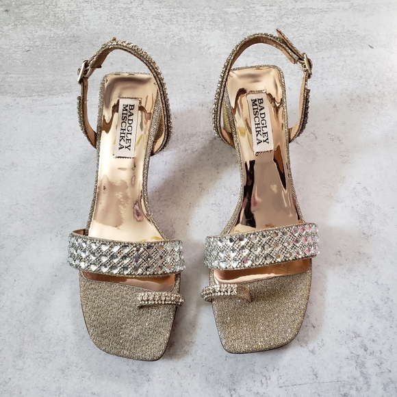 BADGLEY MISCHKA Collection Beatrice Embellished Rinestone Sandal Paltino - Picture 8 of 8